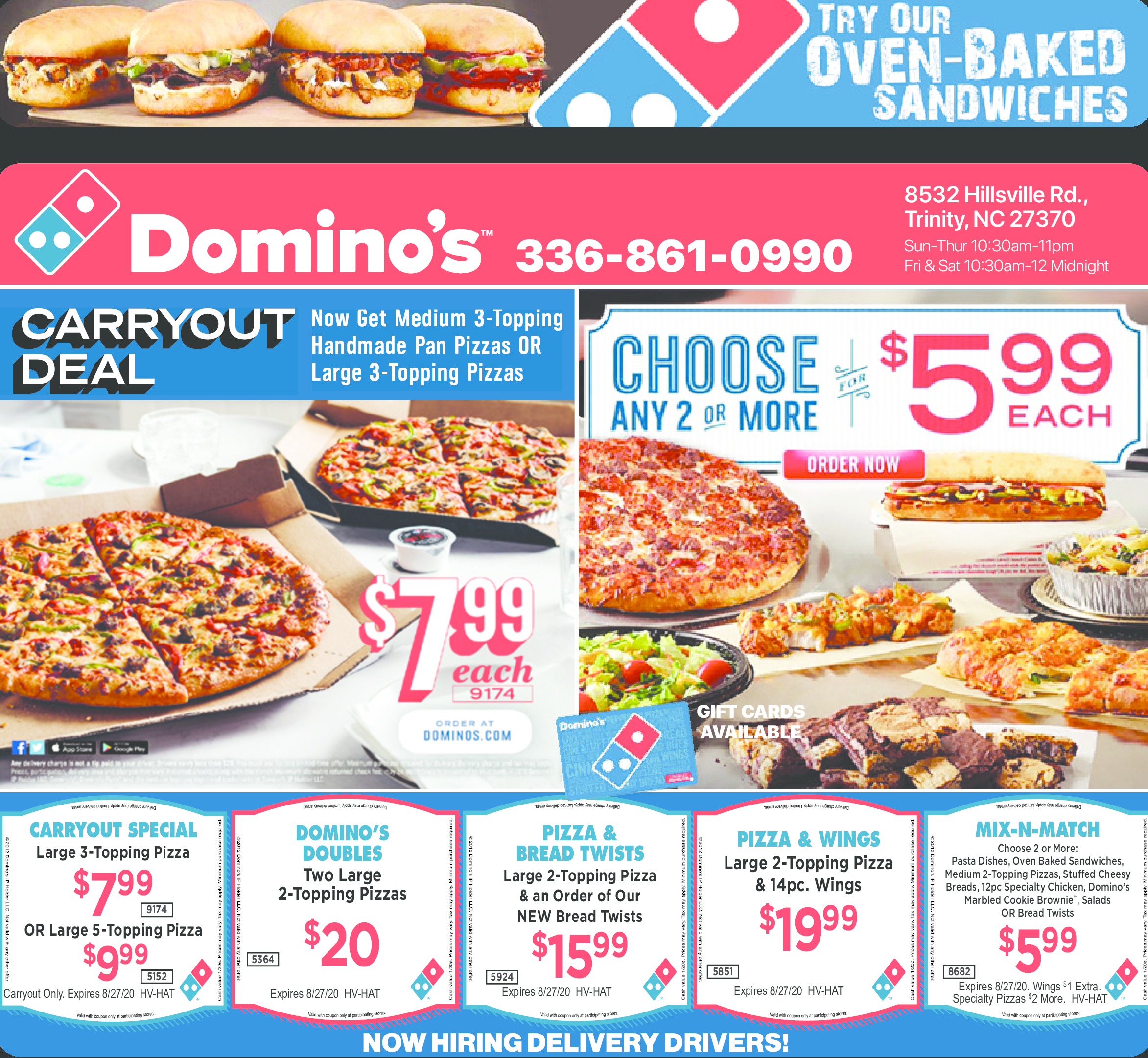 dominos deal 2 topping medium pickup