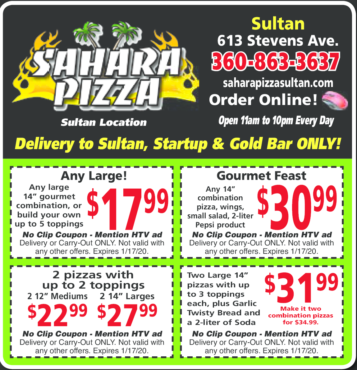 Sahara Pizza Coupons