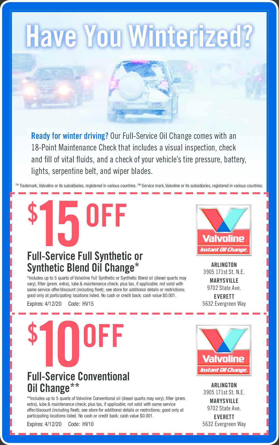 Valvoline North Snohomish County Coupons