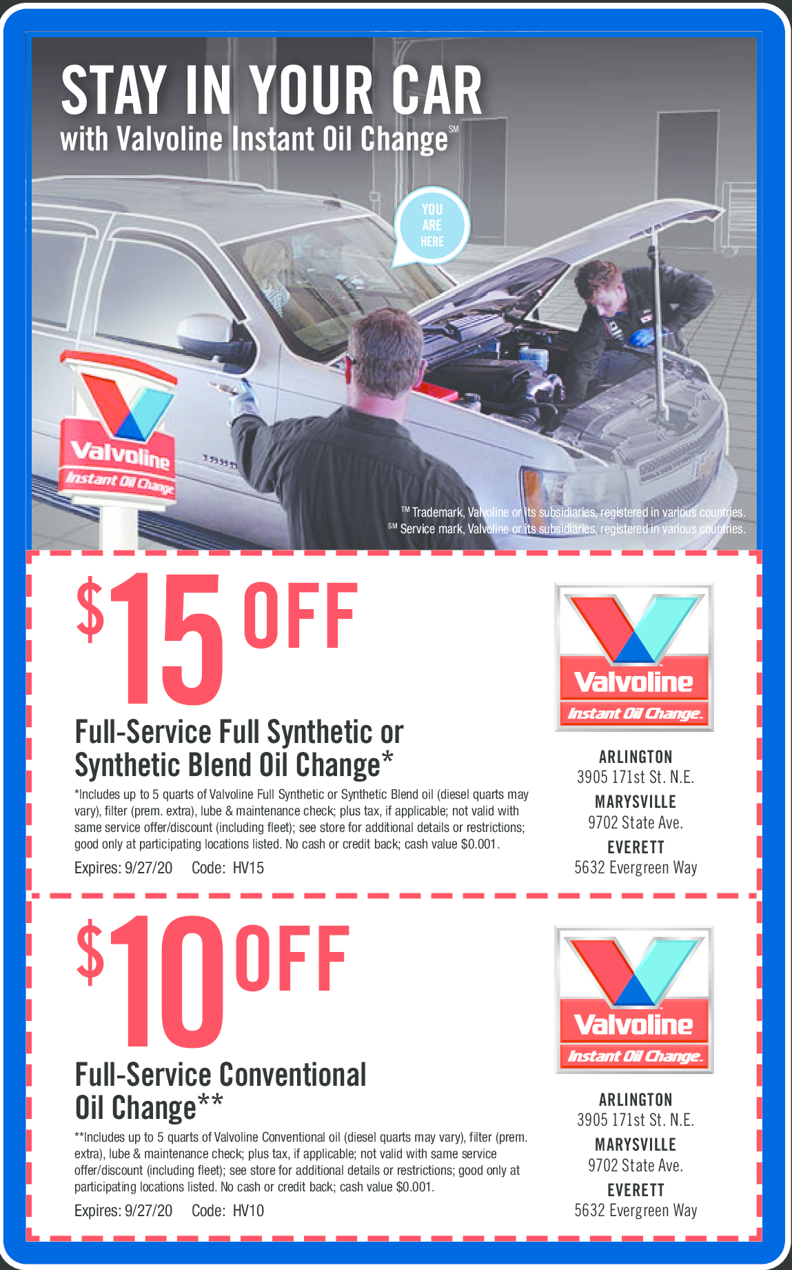Valvoline North Snohomish County Coupons