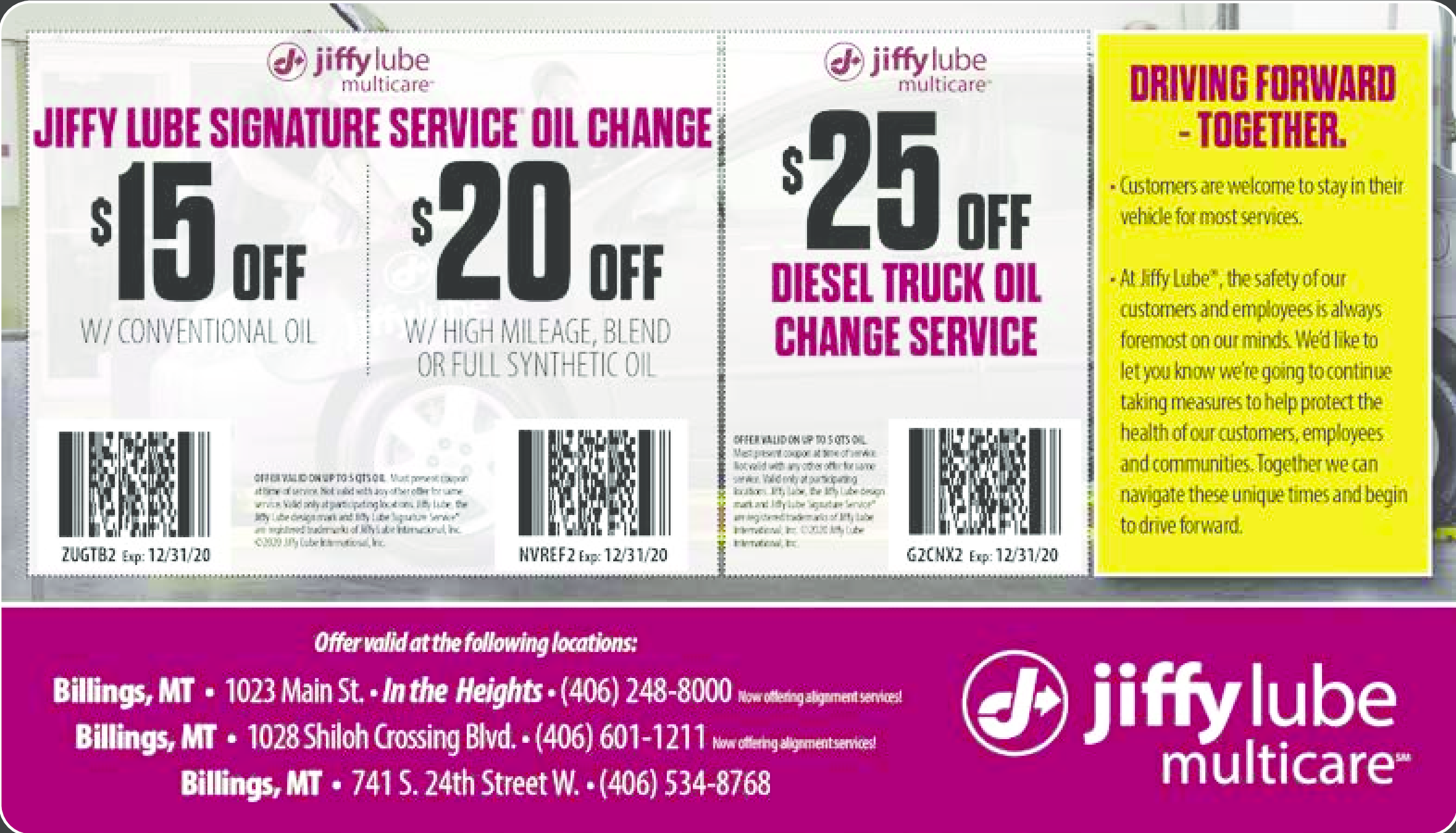 jiffy lube coupon 2018 services