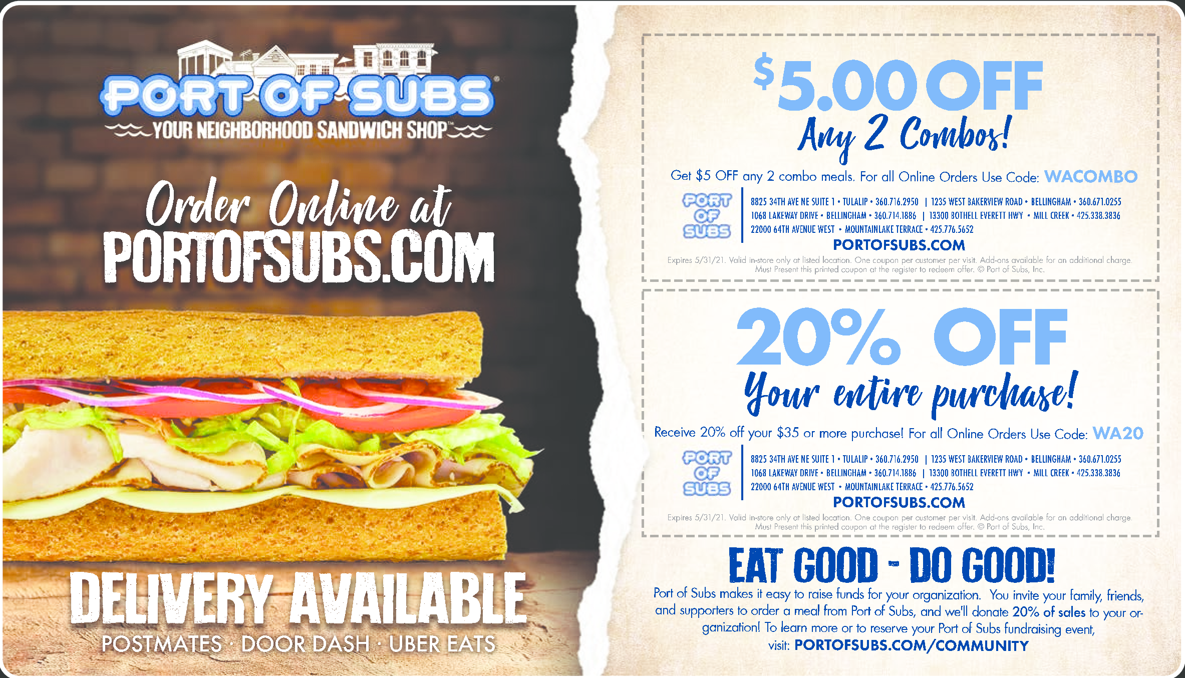Port of Subs Coupons