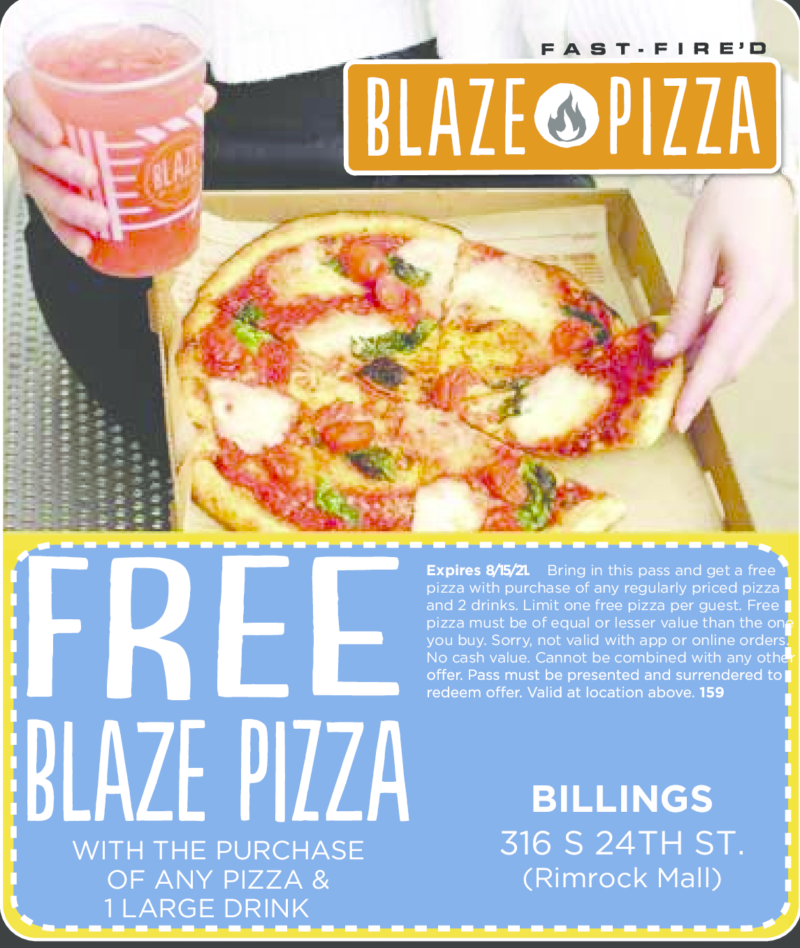 Blaze Pizza Billings West End / Laurel Coupons