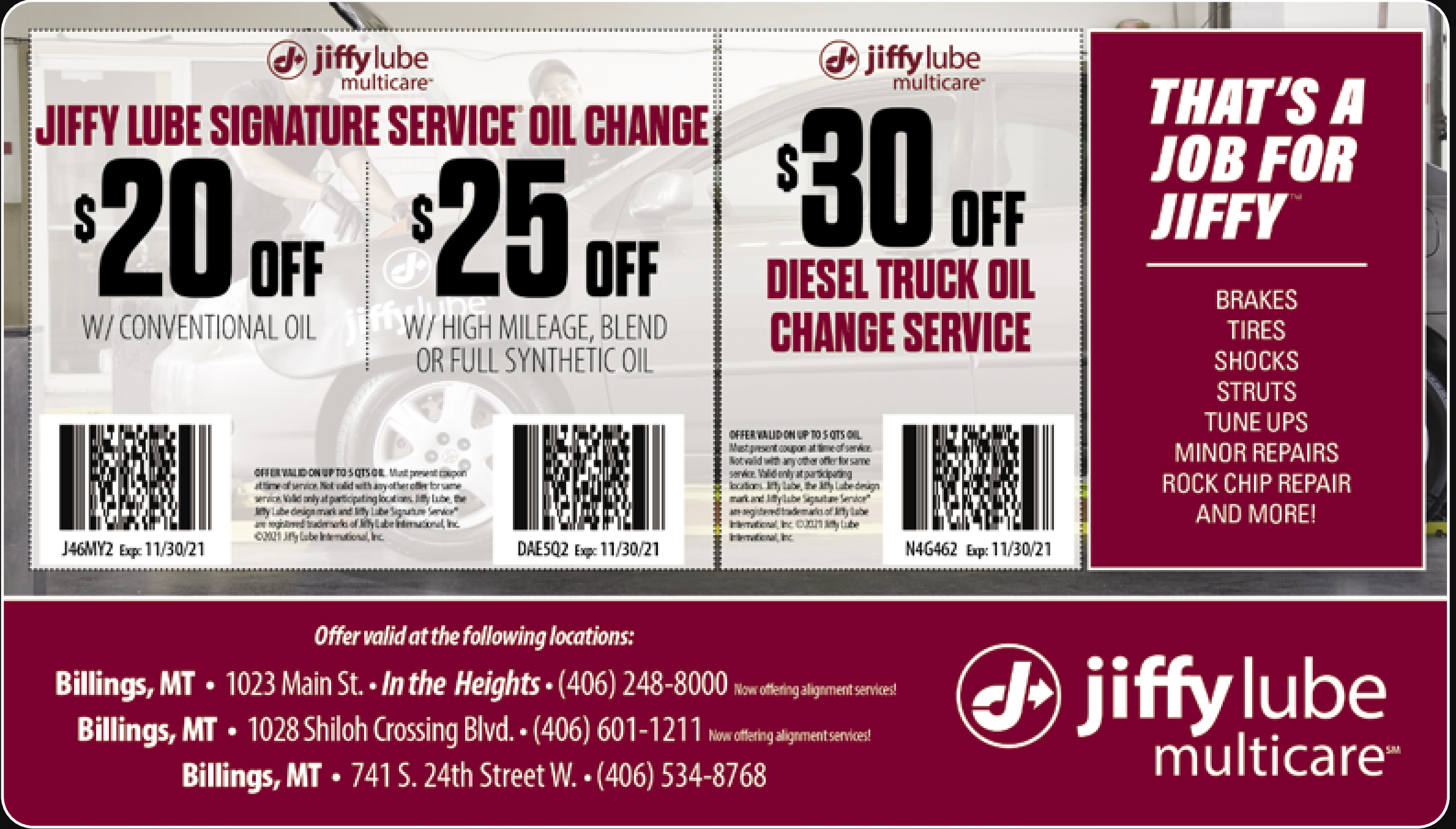 jiffy lube radiator antifreezecoolant service coupon