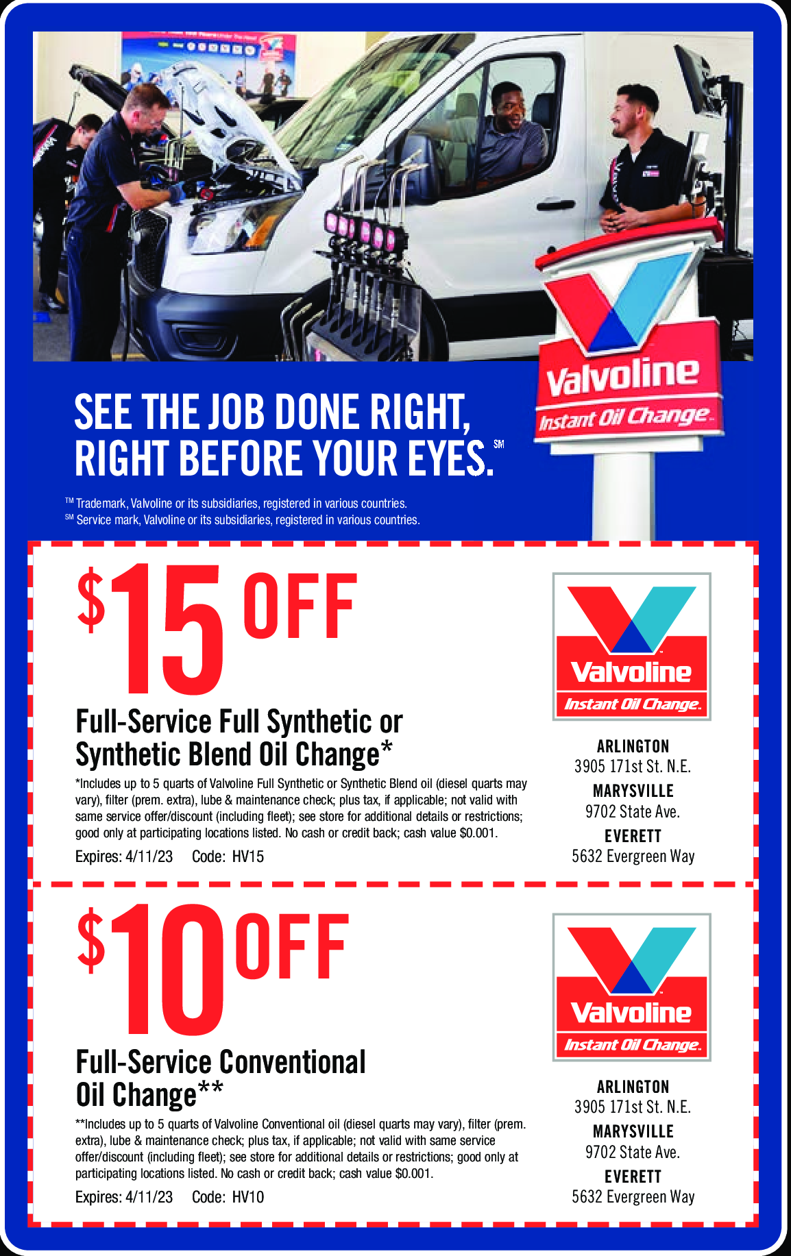 Valvoline North Snohomish County Coupons