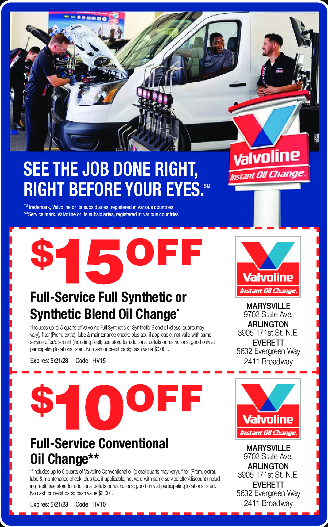 Valvoline Marysville/Tulalip Coupons