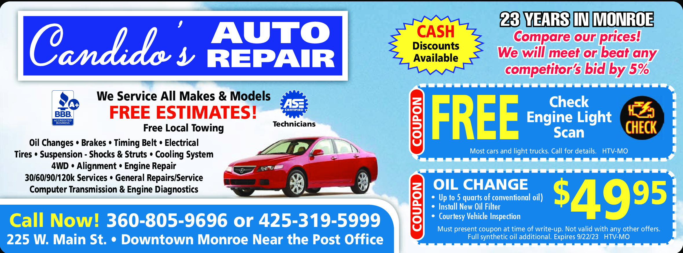 Candido's Auto Repair Monroe/Sky Valley Coupons