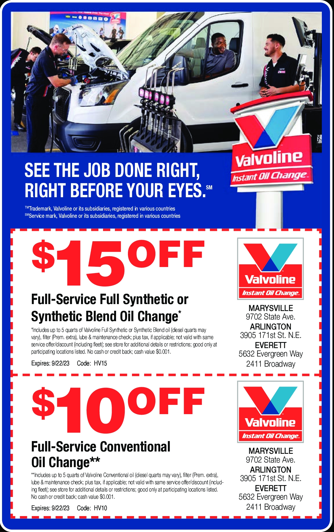 Valvoline North Snohomish County Coupons