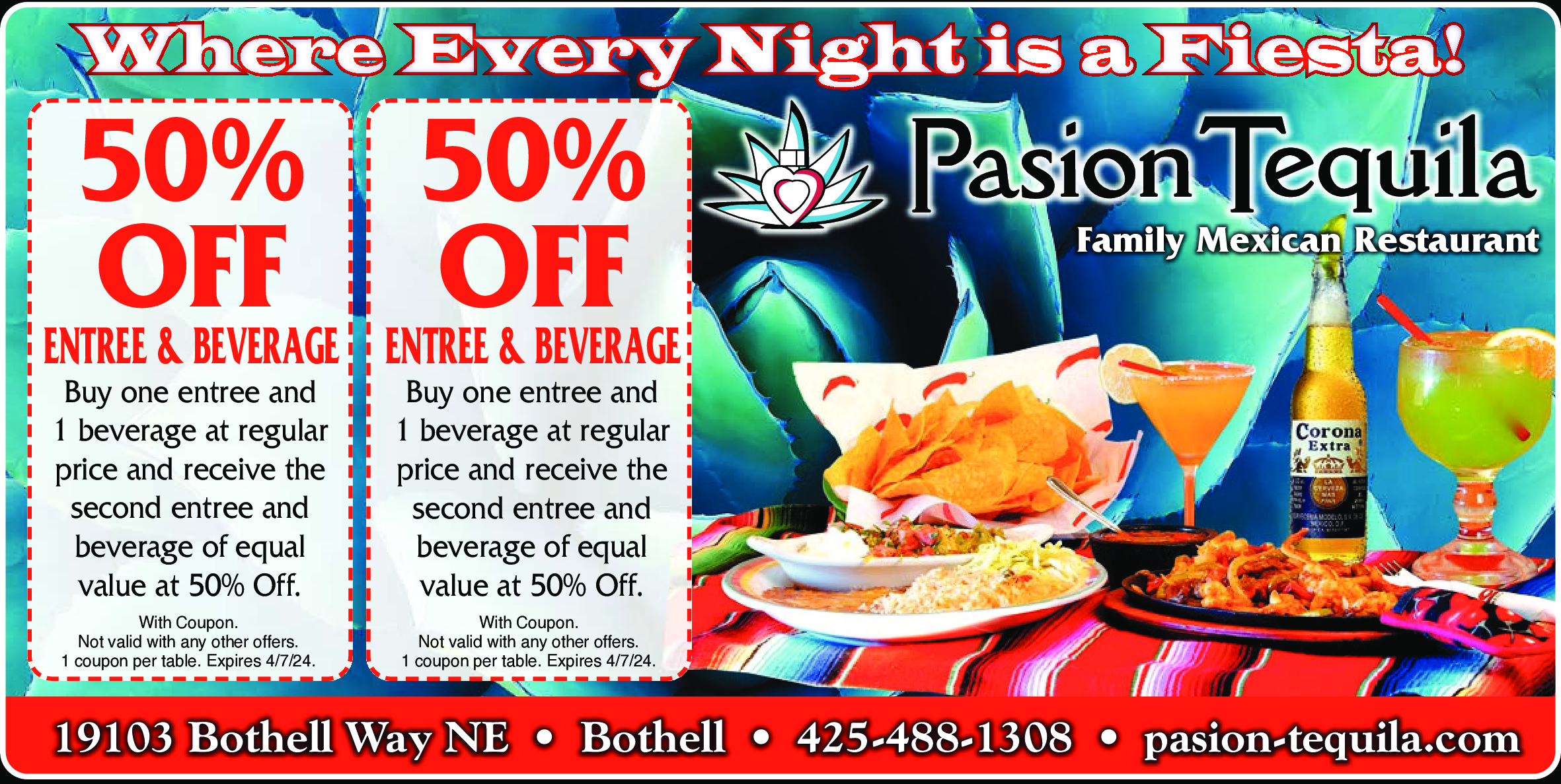 Pasion Tequila Mill Creek/Silver Lake Coupons