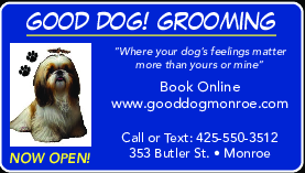 Coupon Offer: Book Online at www.gooddogmonroe.com