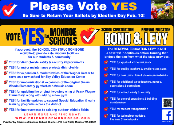 Coupon Offer: Vote YES for MONROE SCHOOLS - Be Sure To Return Your Ballots by Election Day February 10!