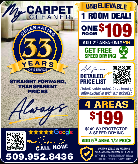 Coupon Offer: 1 Room Deal! One Room $109 - Add 2nd Area only $19 - Get FREE Speed Drying!