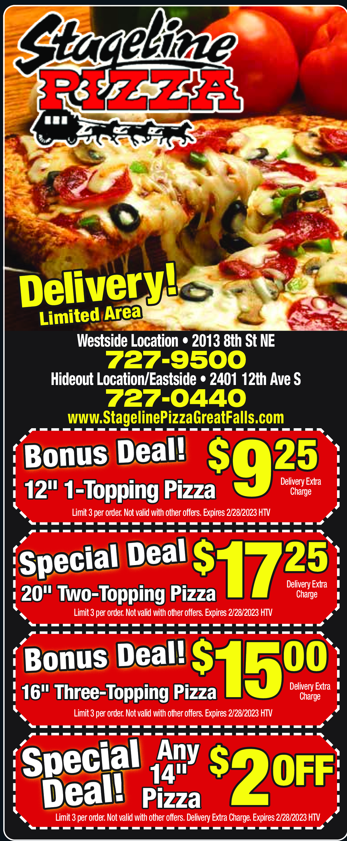 Stageline Pizza Coupons